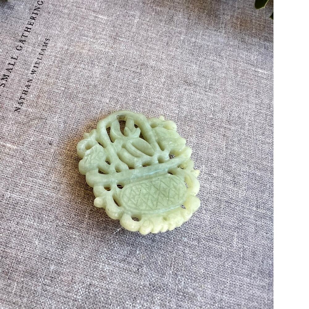 Antique Carved Chinese Pale Celadon Jade Brooch | Handcrafted Jade Jewelry